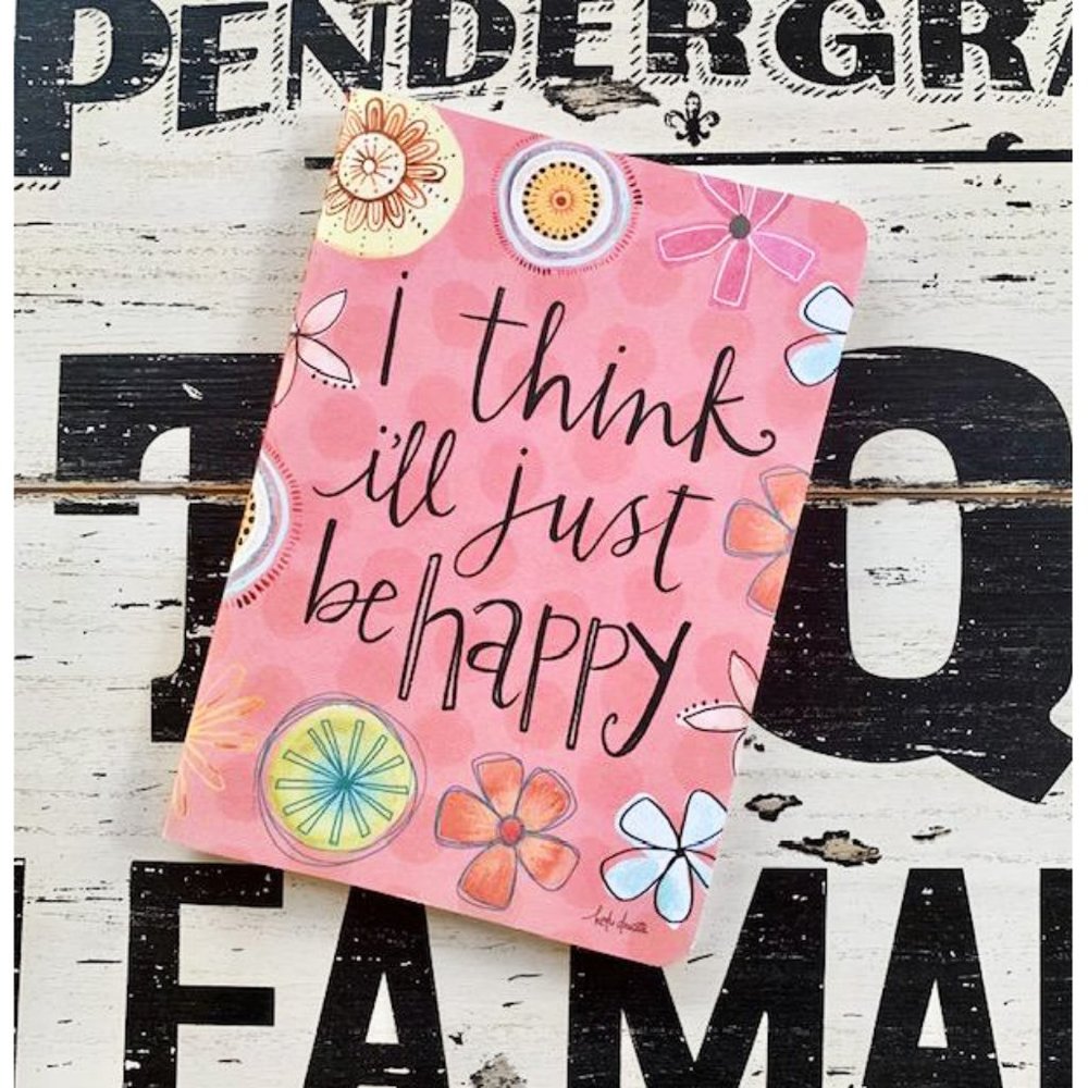 Pink Floral 'Happy' Journal New Gift